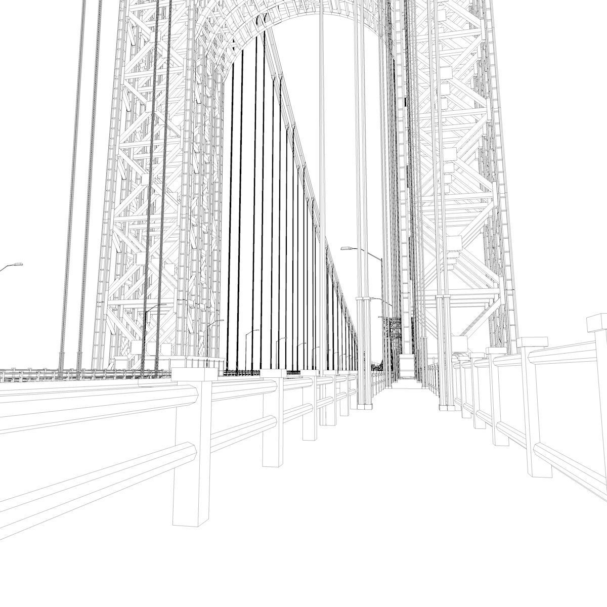 3D George Washington Bridge with Tollbooth  New York model 3D model_37