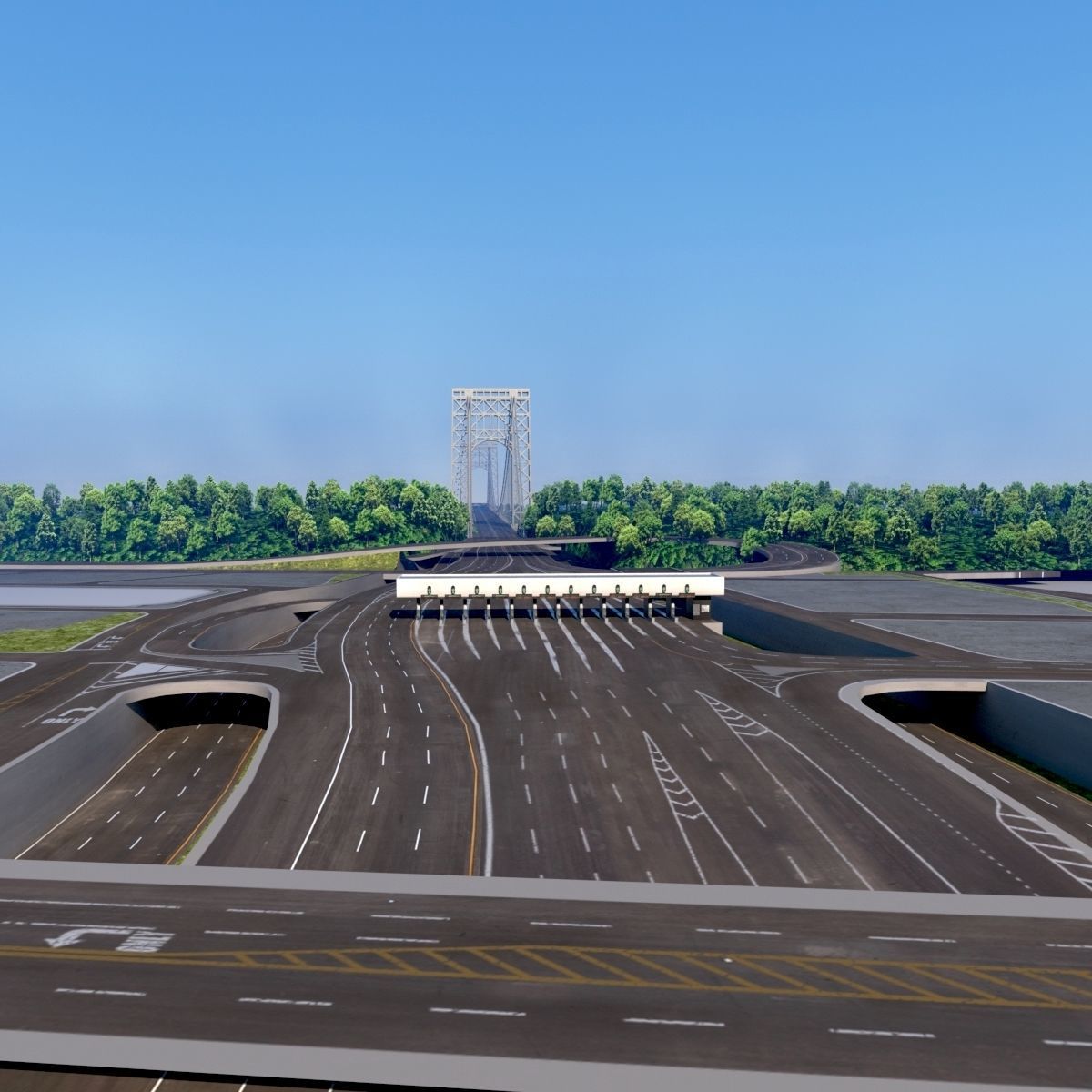 3D George Washington Bridge with Tollbooth  New York model 3D model_8