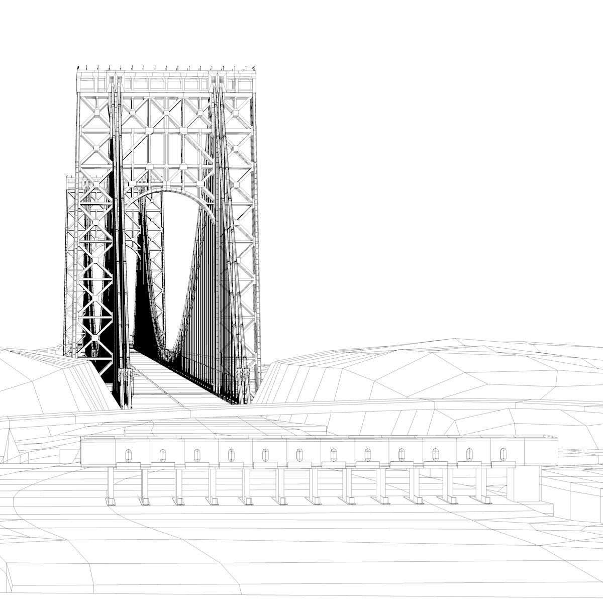 3D George Washington Bridge with Tollbooth  New York model 3D model_36