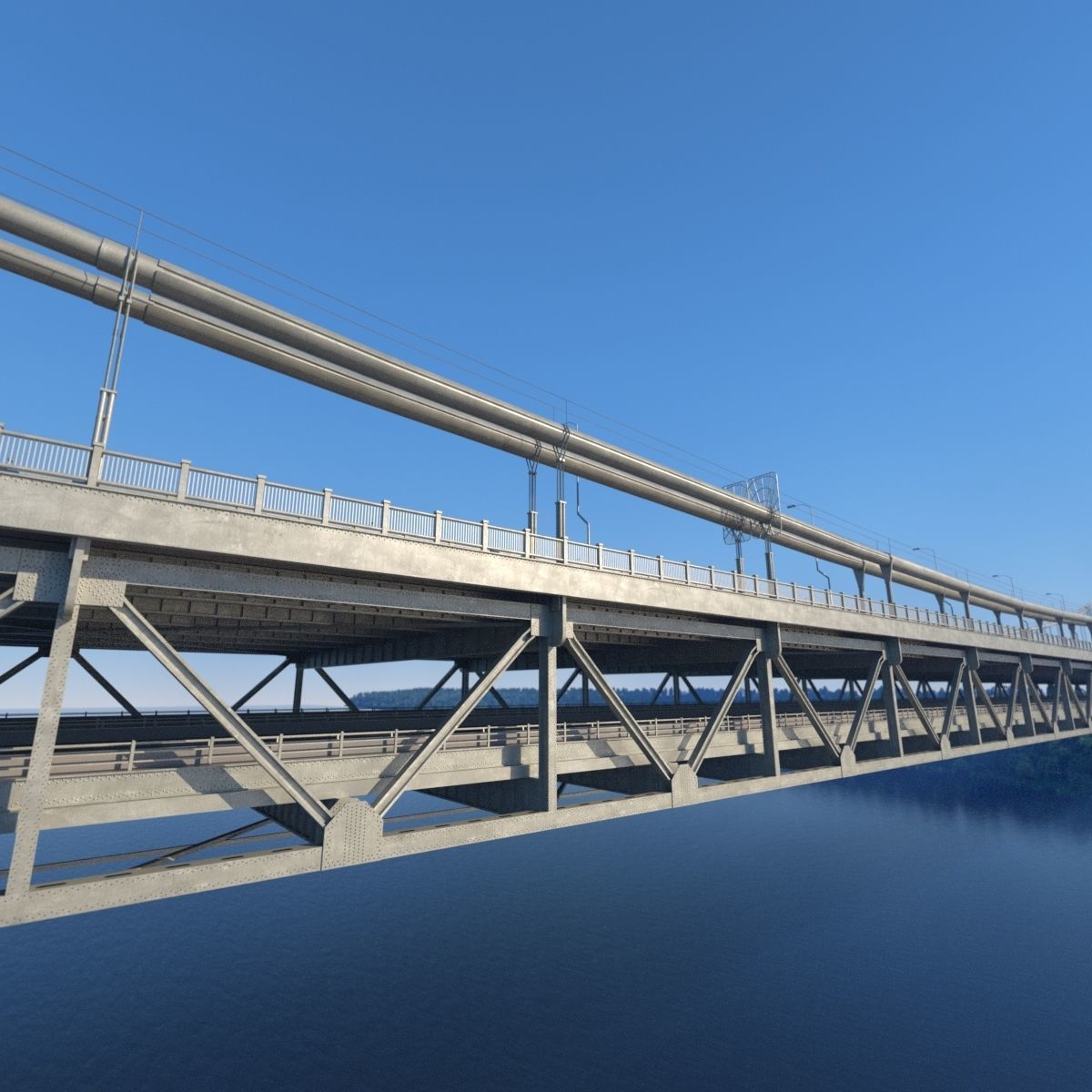 3D George Washington Bridge with Tollbooth  New York model 3D model_13