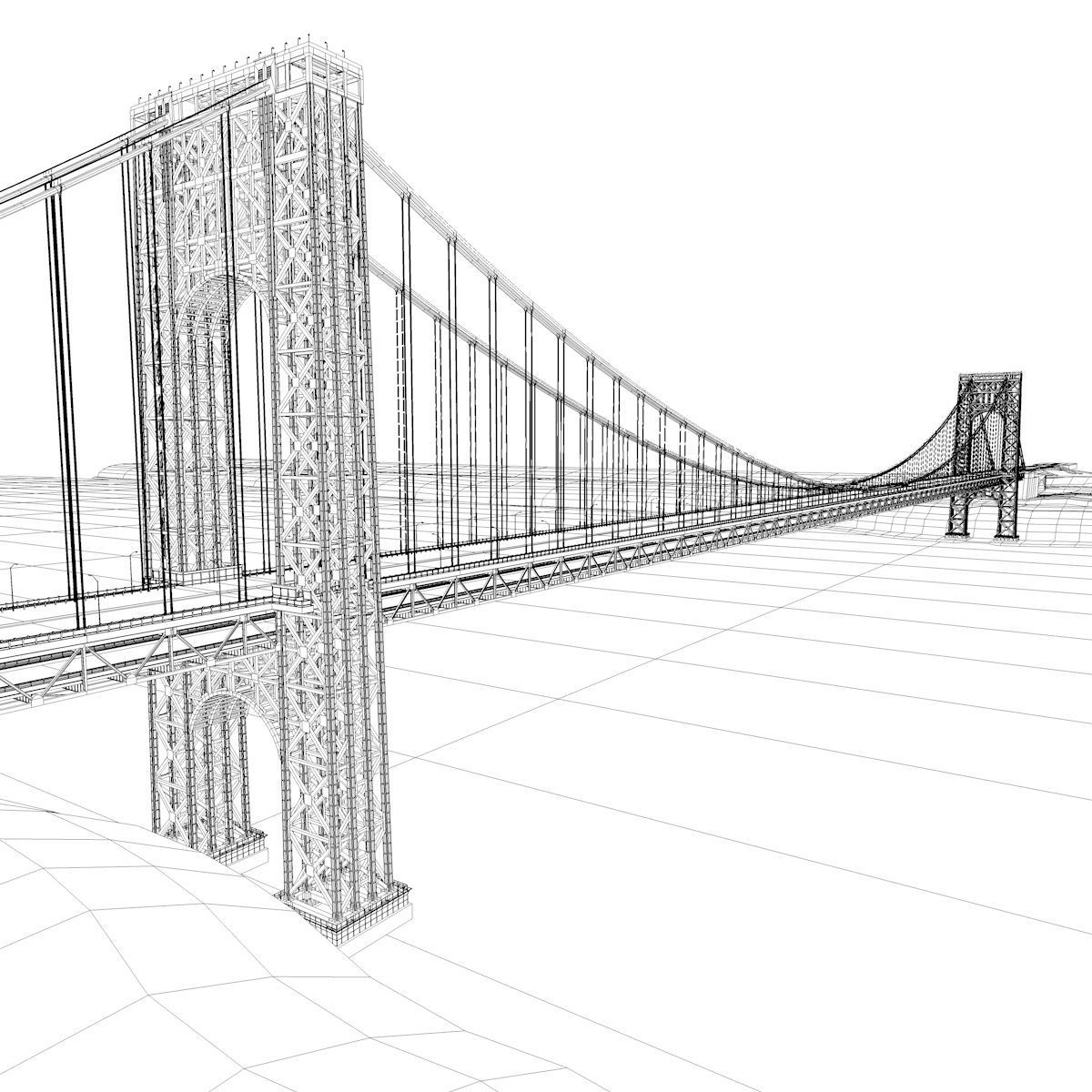 3D George Washington Bridge with Tollbooth  New York model 3D model_38