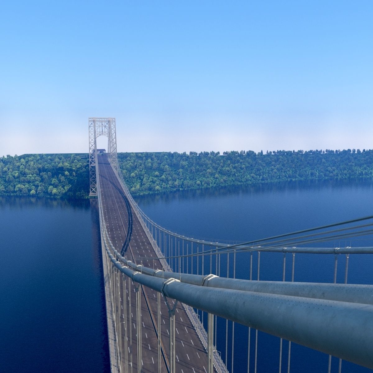 3D George Washington Bridge with Tollbooth  New York model 3D model_4