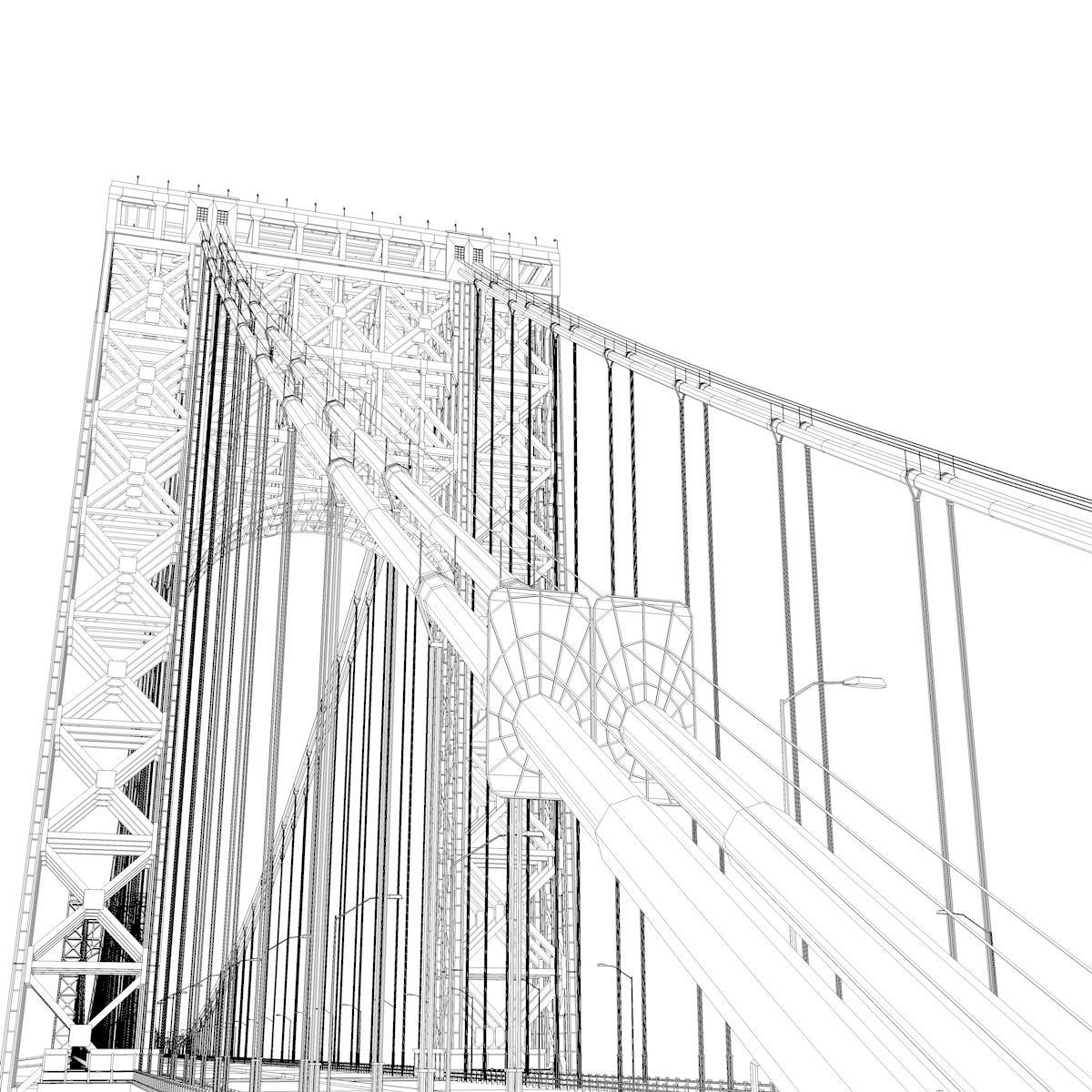 3D George Washington Bridge with Tollbooth  New York model 3D model_23