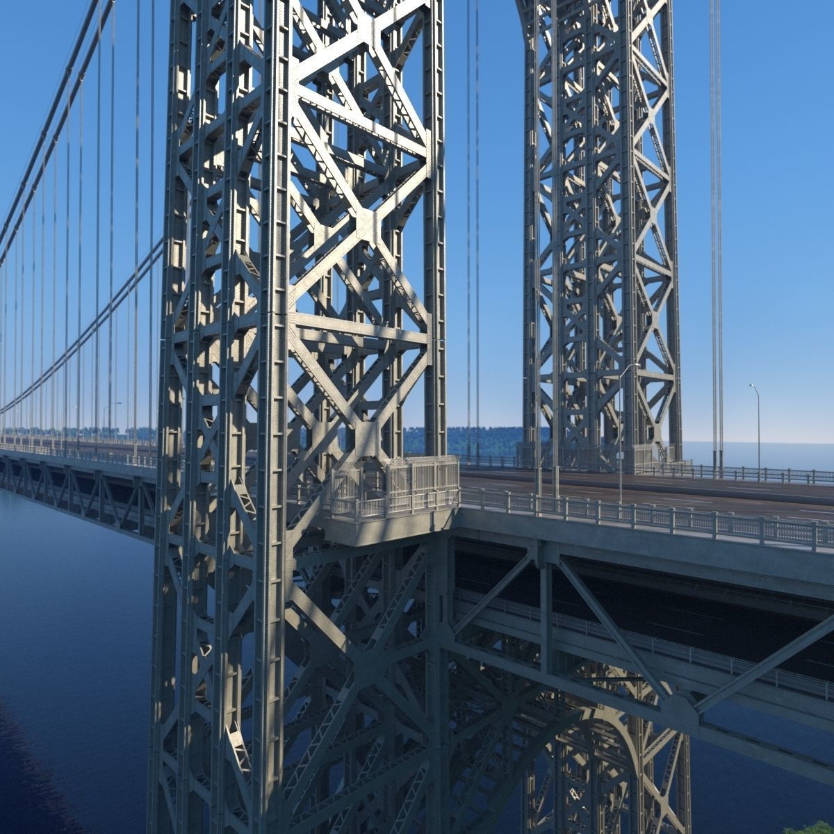 3D George Washington Bridge with Tollbooth  New York model 3D model_15