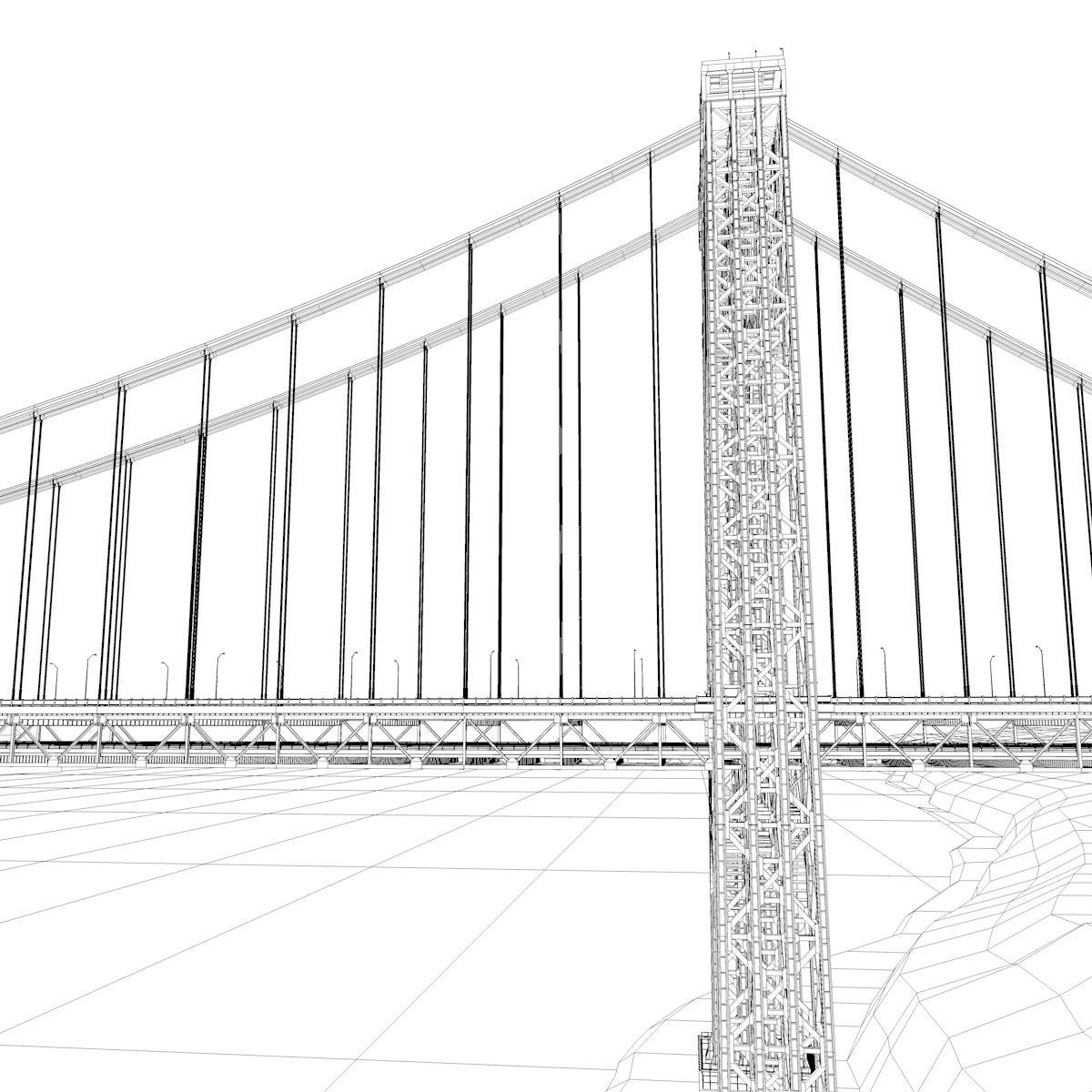 3D George Washington Bridge with Tollbooth  New York model 3D model_22