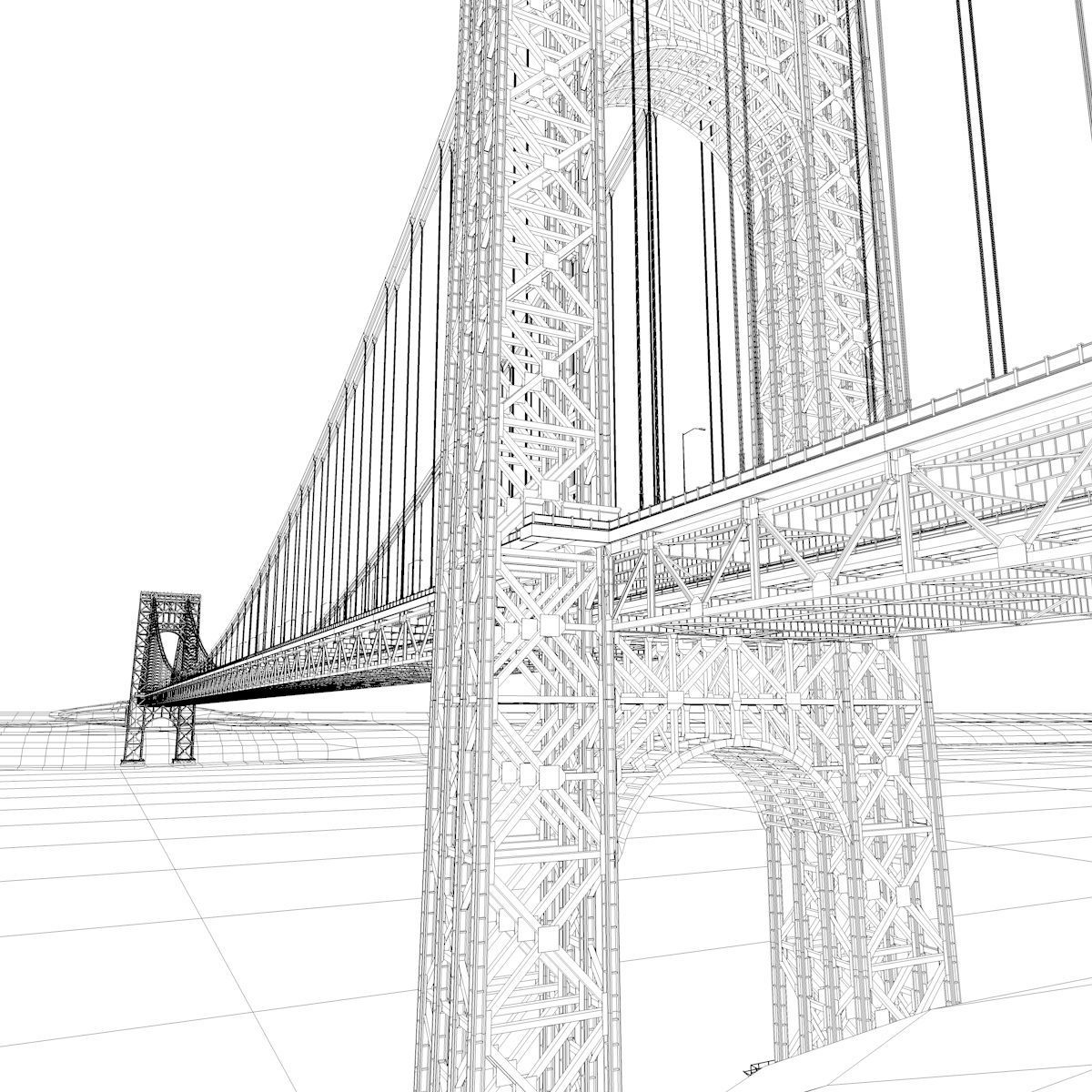 3D George Washington Bridge with Tollbooth  New York model 3D model_20