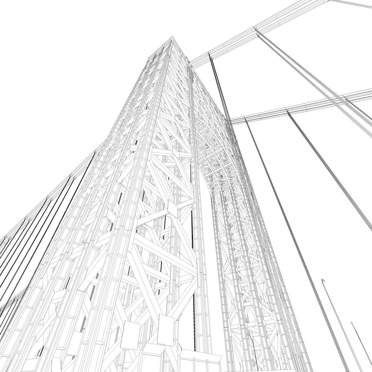 3D George Washington Bridge with Tollbooth  New York model 3D model_33