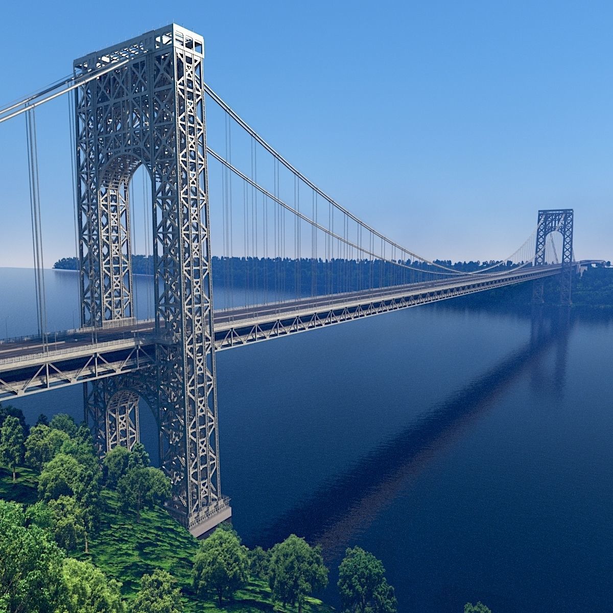 3D George Washington Bridge with Tollbooth  New York model 3D model_19