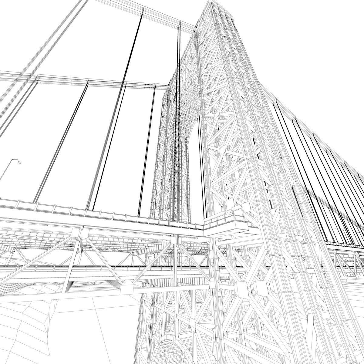 3D George Washington Bridge with Tollbooth  New York model 3D model_27