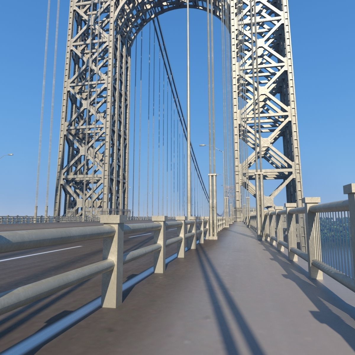 3D George Washington Bridge with Tollbooth  New York model 3D model_17