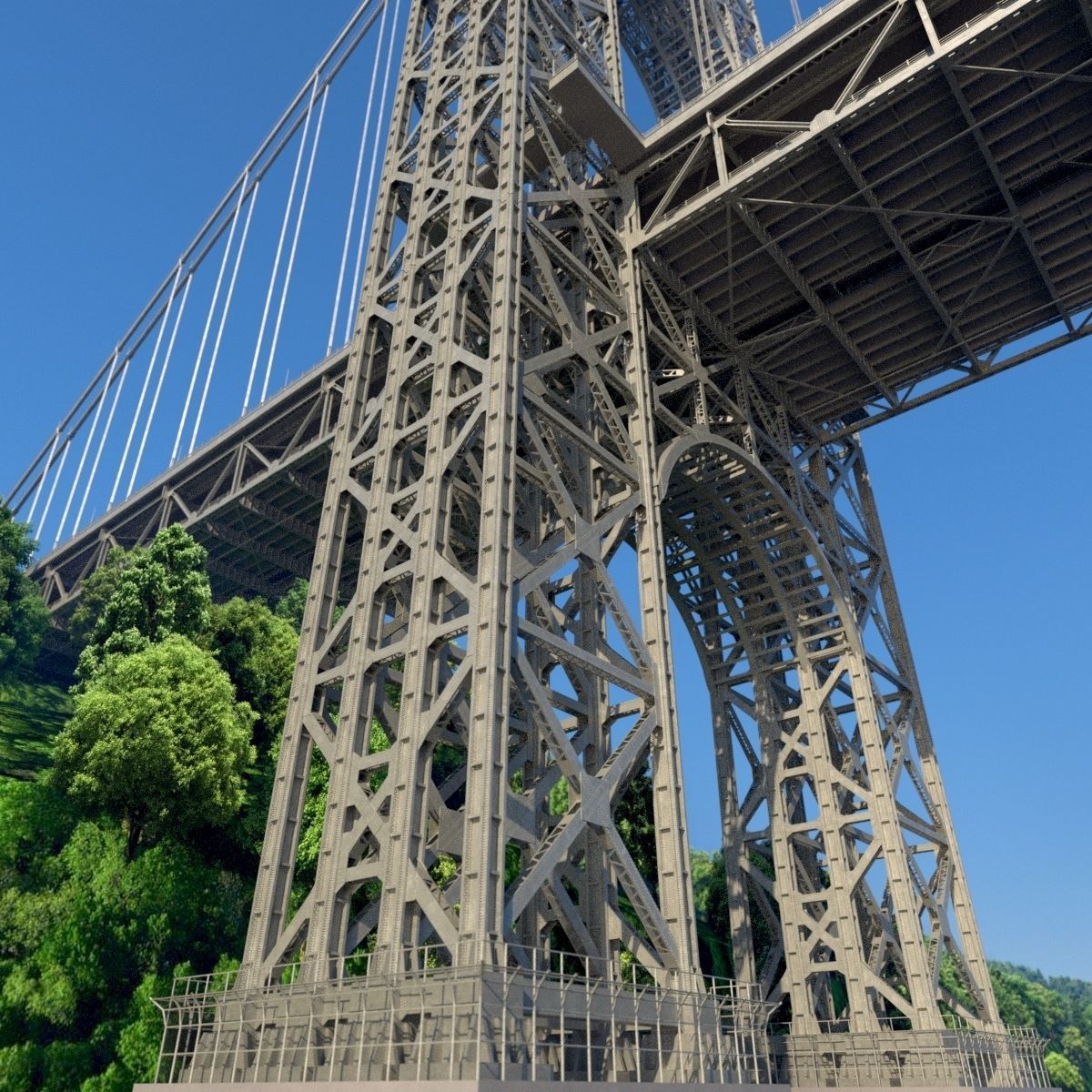 3D George Washington Bridge with Tollbooth  New York model 3D model_10