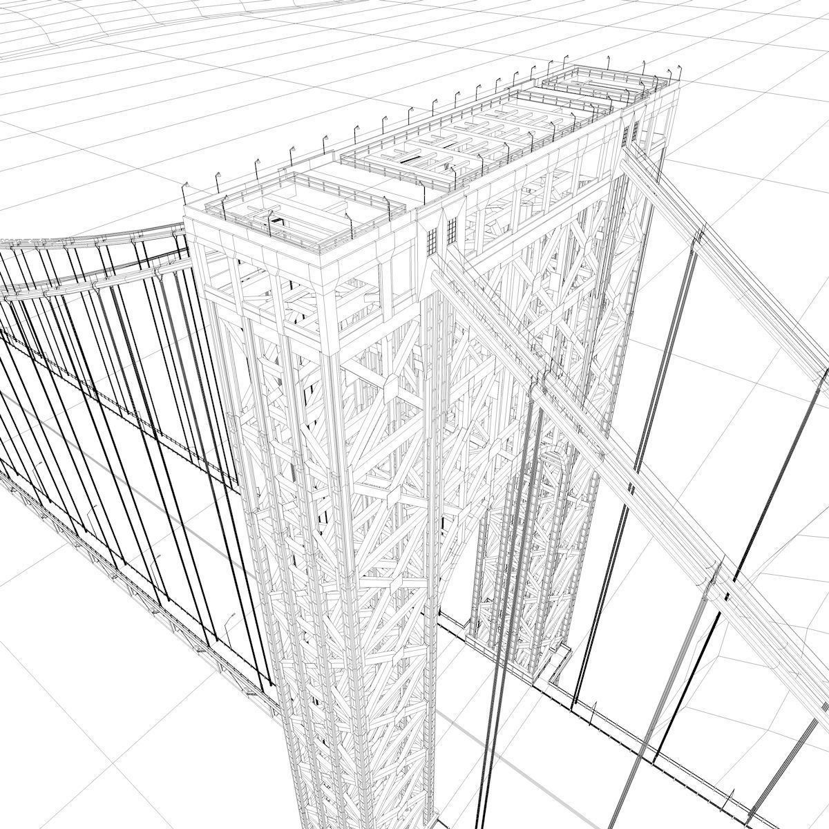 3D George Washington Bridge with Tollbooth  New York model 3D model_34