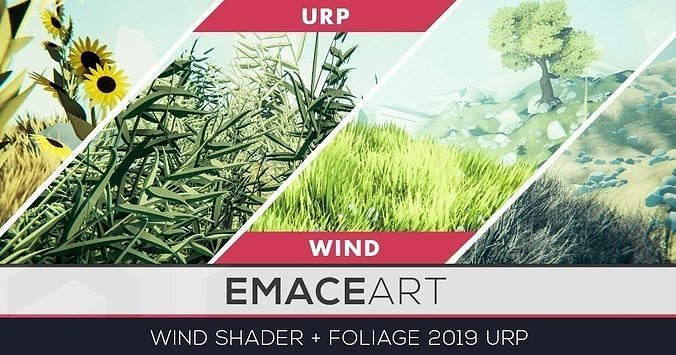 Stylized Vegetation Grass and Flower Pack URP wind shader Low-poly 3D model