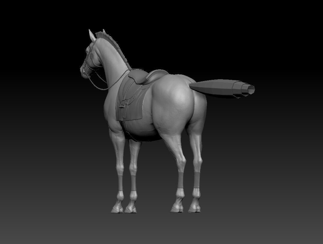 zbrush horse Low-poly 3D model_5