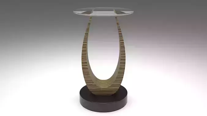 Tong Pedestal Wood Side Table - 3ds Max