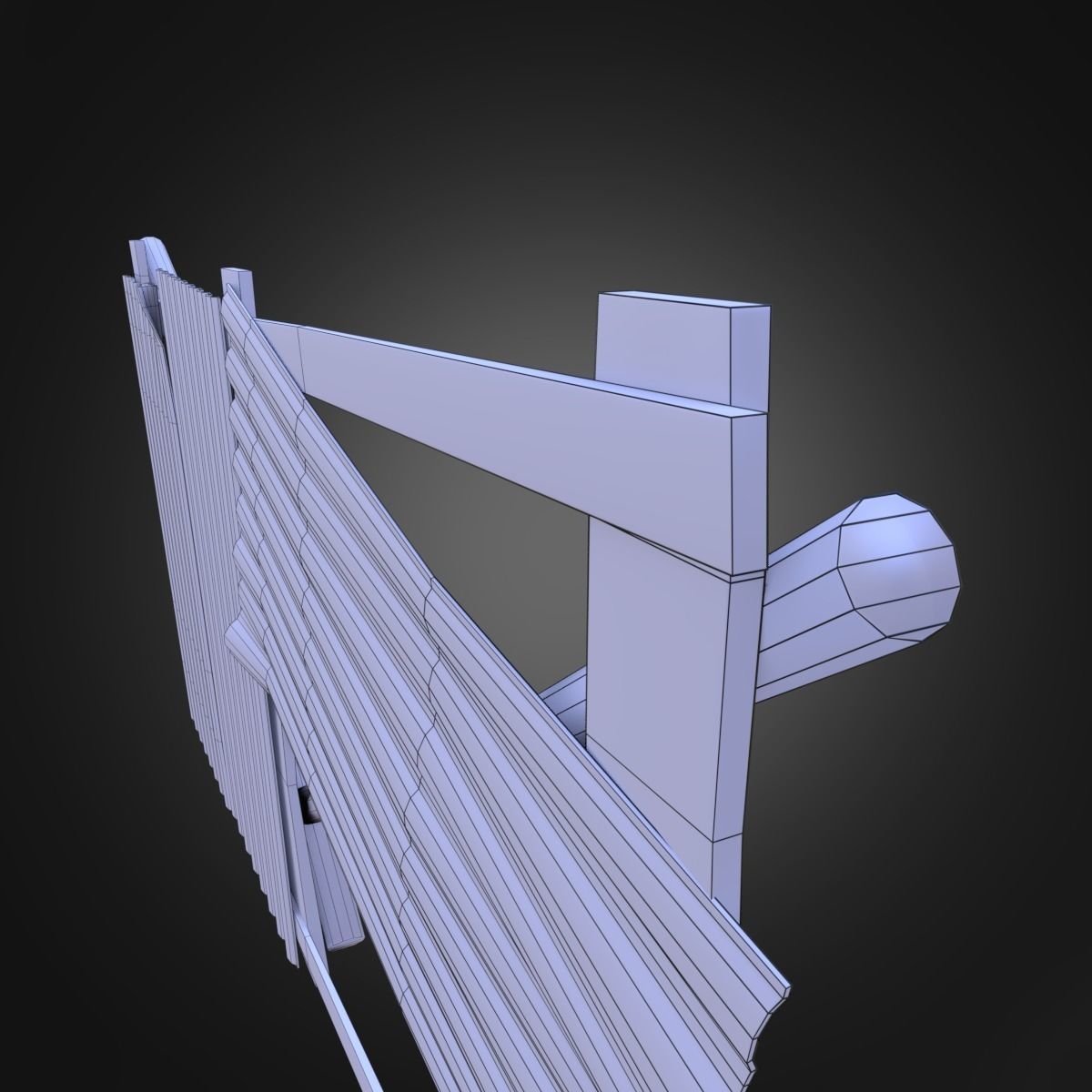 Wooden Fence With Iron Sheet Low-poly 3D model_5