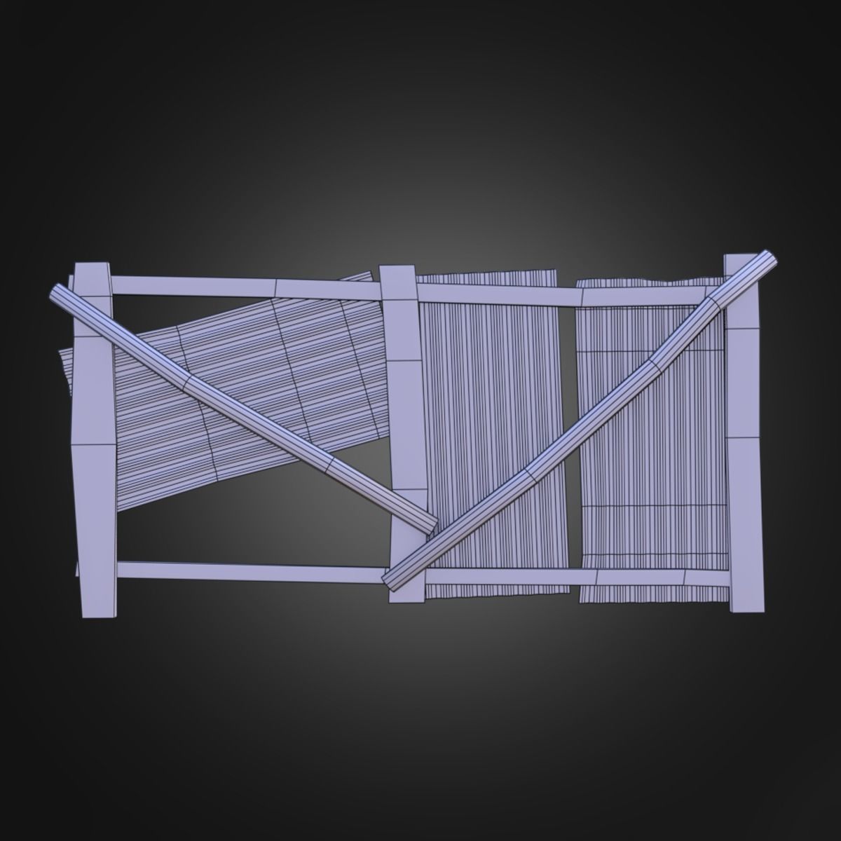 Wooden Fence With Iron Sheet Low-poly 3D model_9