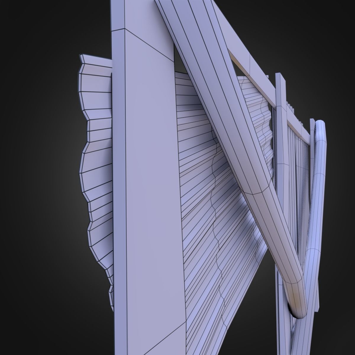 Wooden Fence With Iron Sheet Low-poly 3D model_7