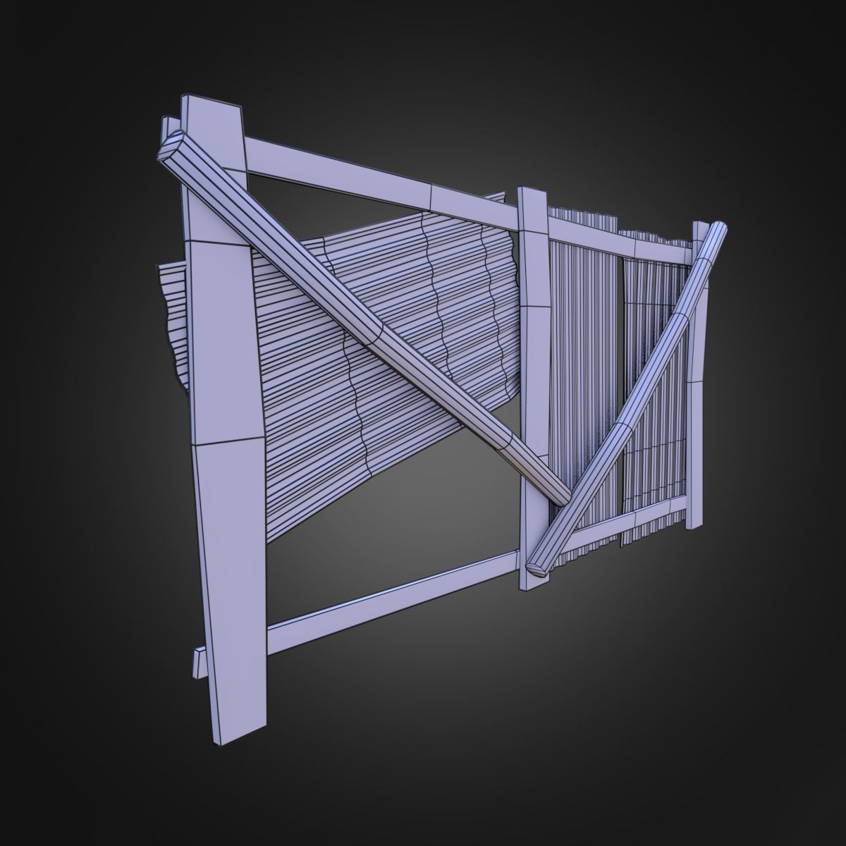 Wooden Fence With Iron Sheet Low-poly 3D model_8