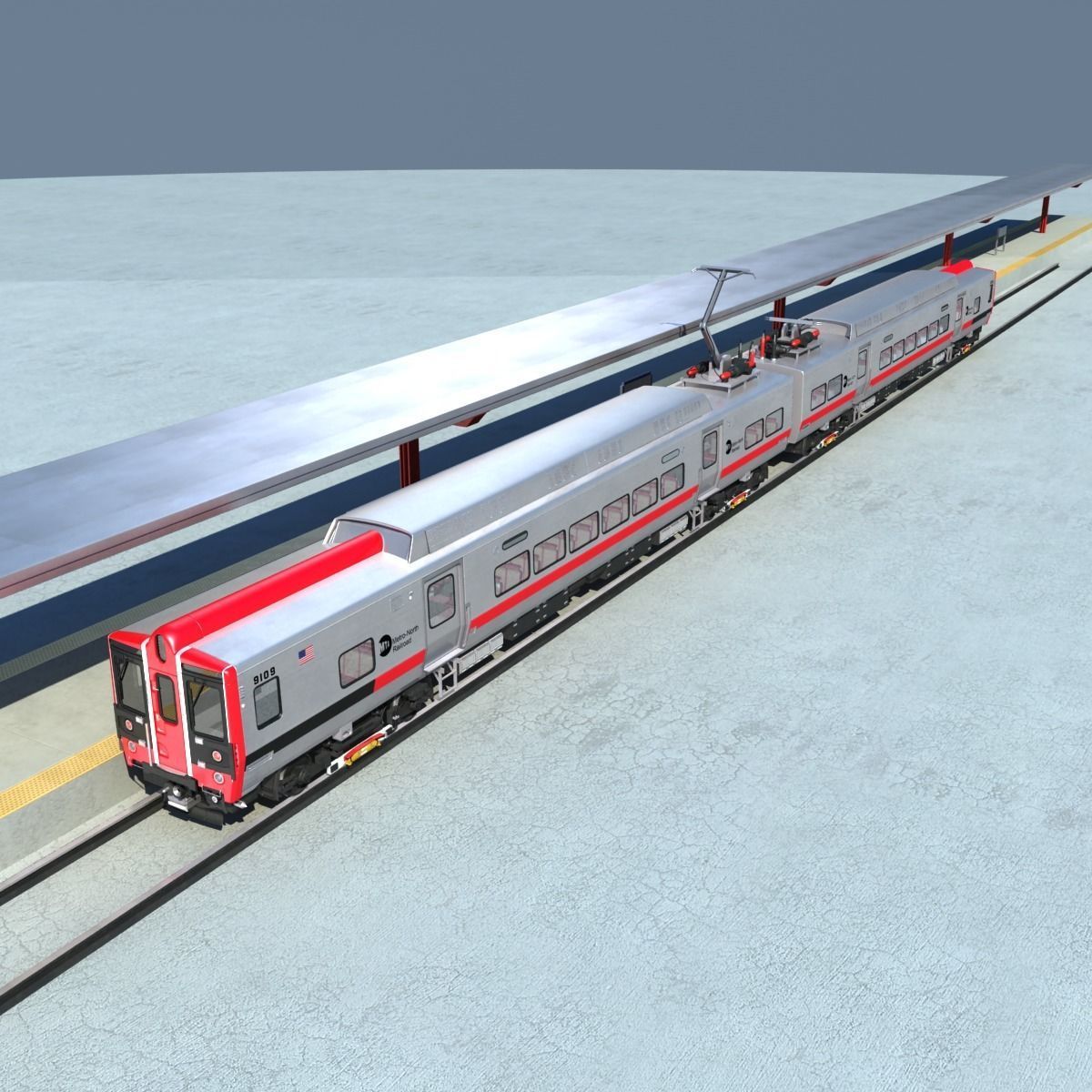 Metro North Kawasaki M8 Passenger Train NYC 3D model_7