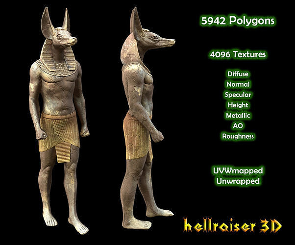 Egyptian Statue Anubis - PBR - Textured Low-poly 3D model