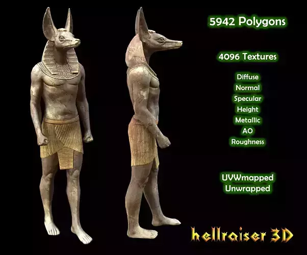 Egyptian Statue Anubis - PBR - Textured Low-poly 3D model