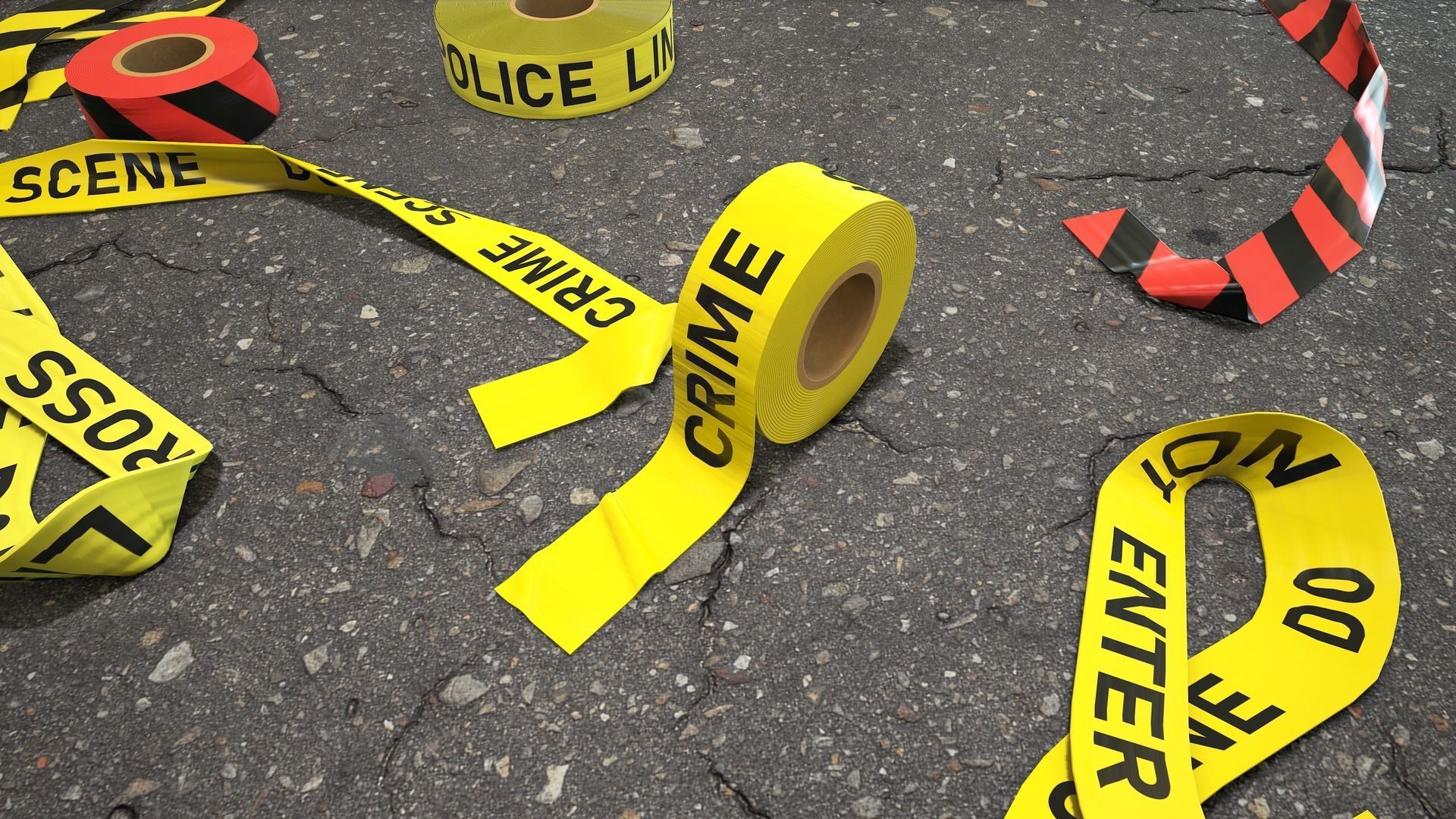 Crime Scenes - Police Line Low-poly 3D model_4