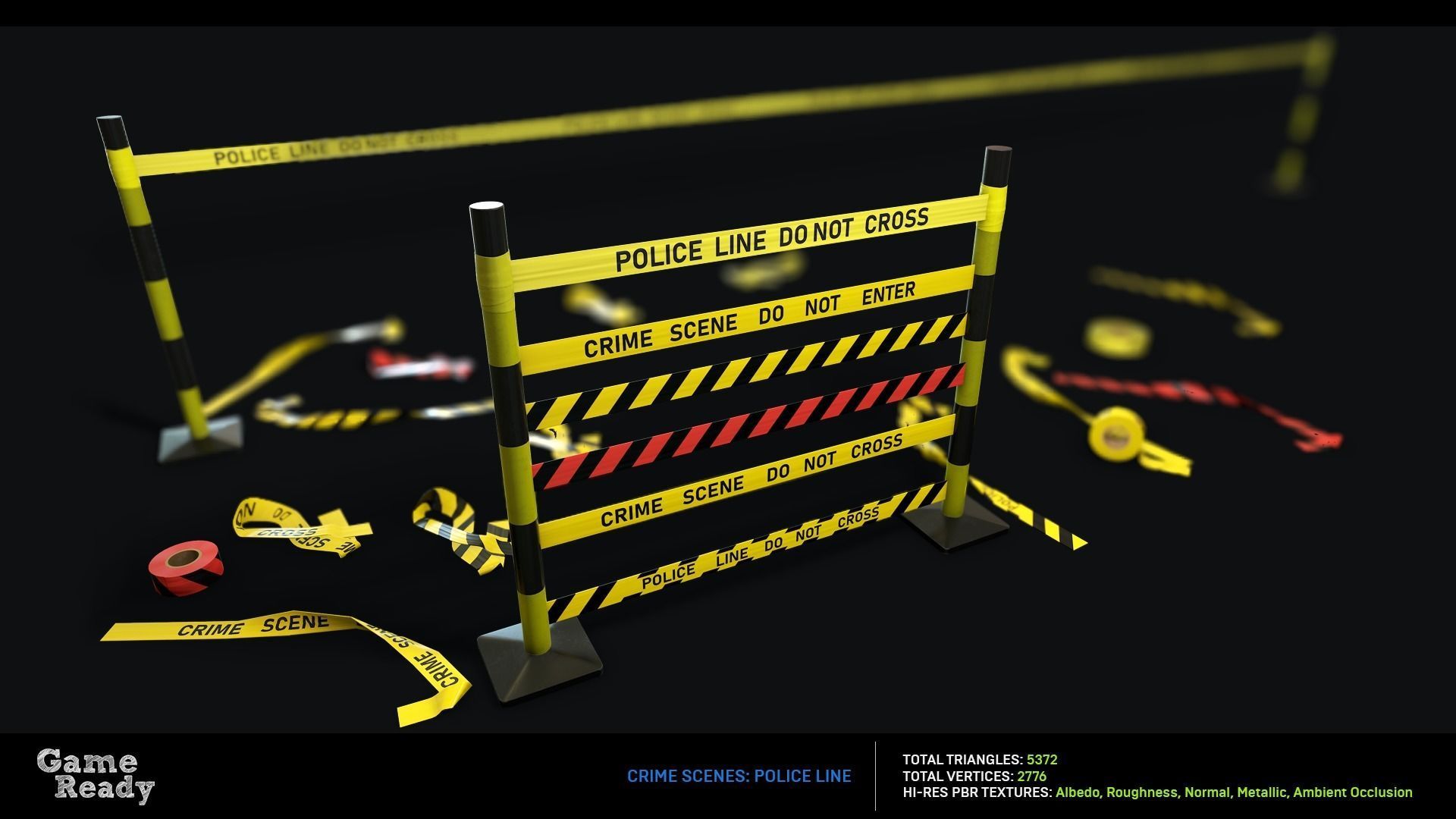 Crime Scenes - Police Line Low-poly 3D model_1