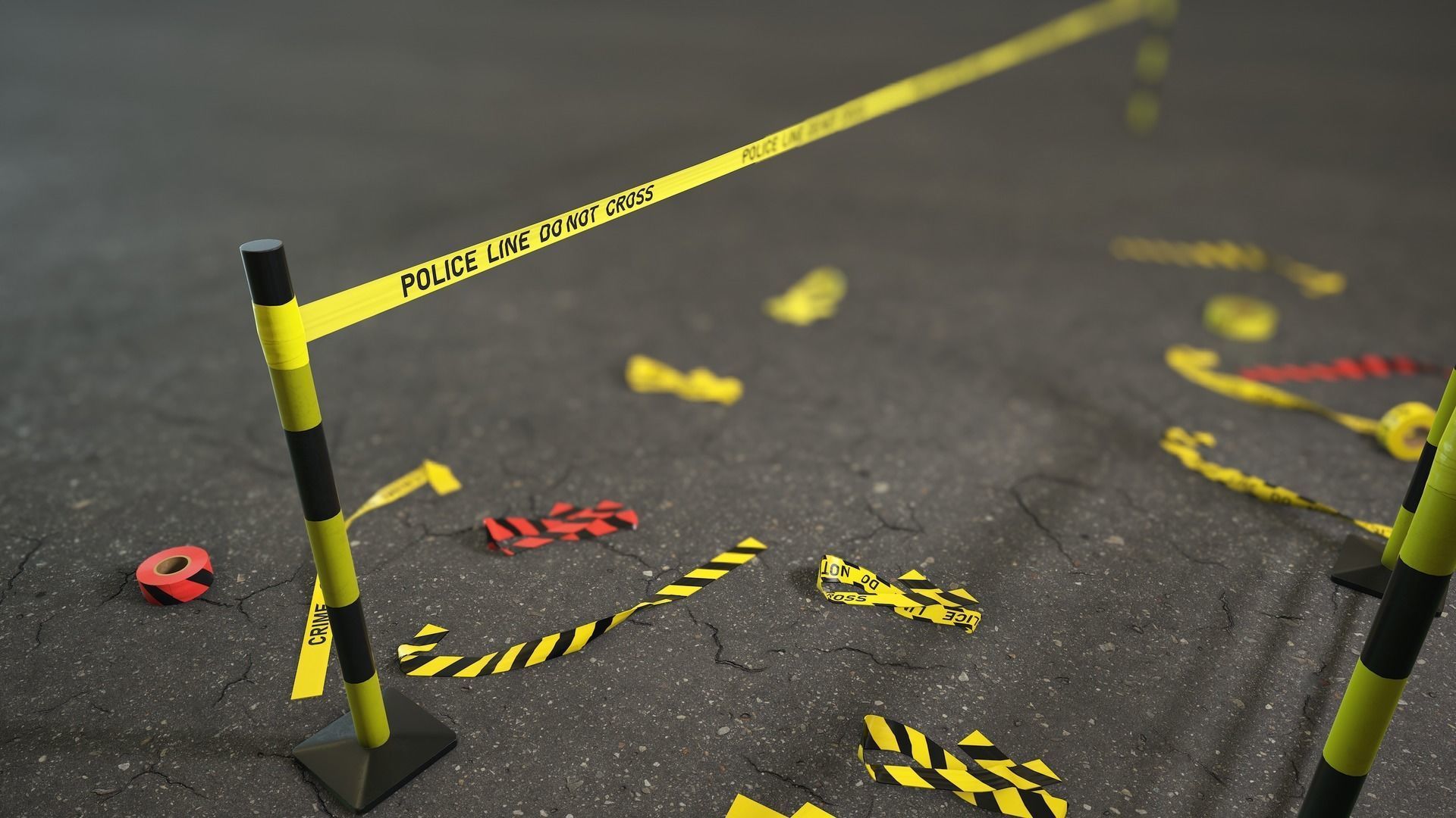 Crime Scenes - Police Line Low-poly 3D model_2