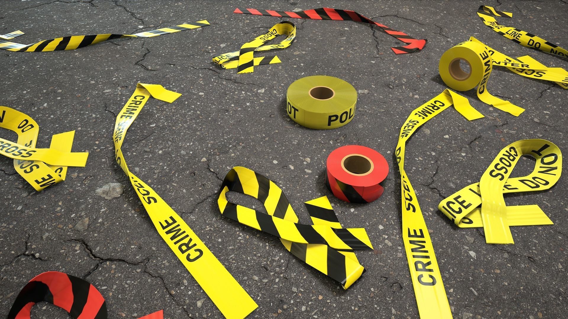 Crime Scenes - Police Line Low-poly 3D model_5