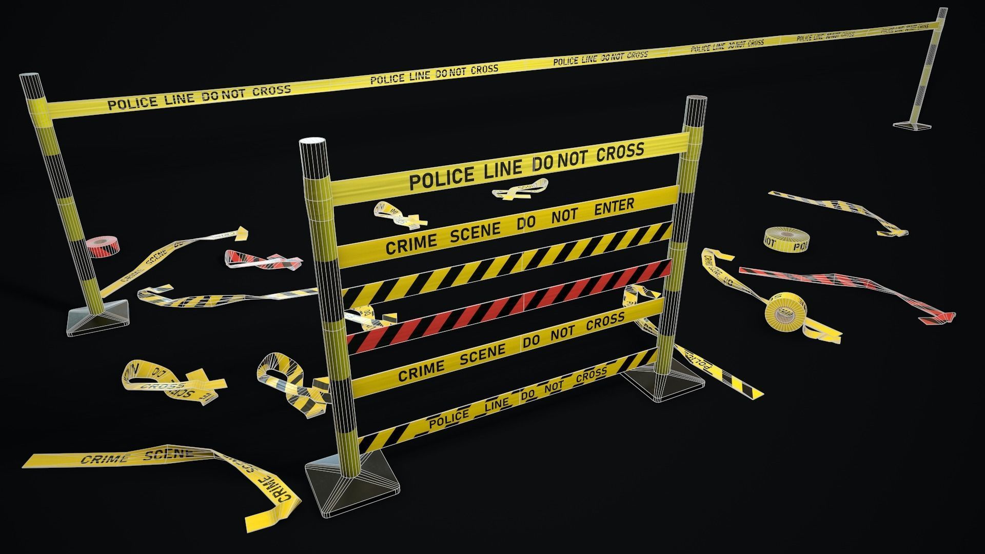 Crime Scenes - Police Line Low-poly 3D model_7