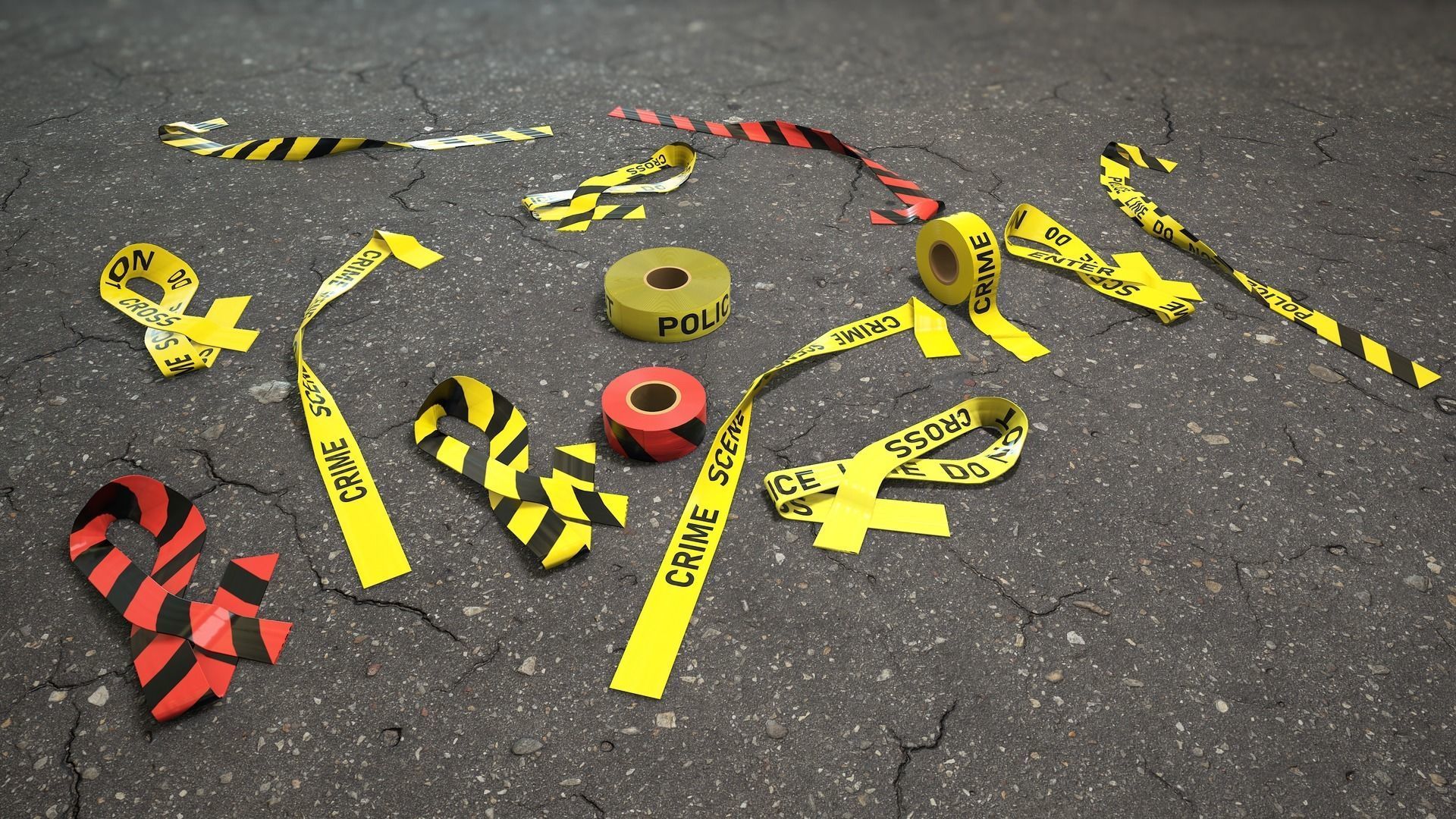 Crime Scenes - Police Line Low-poly 3D model_3