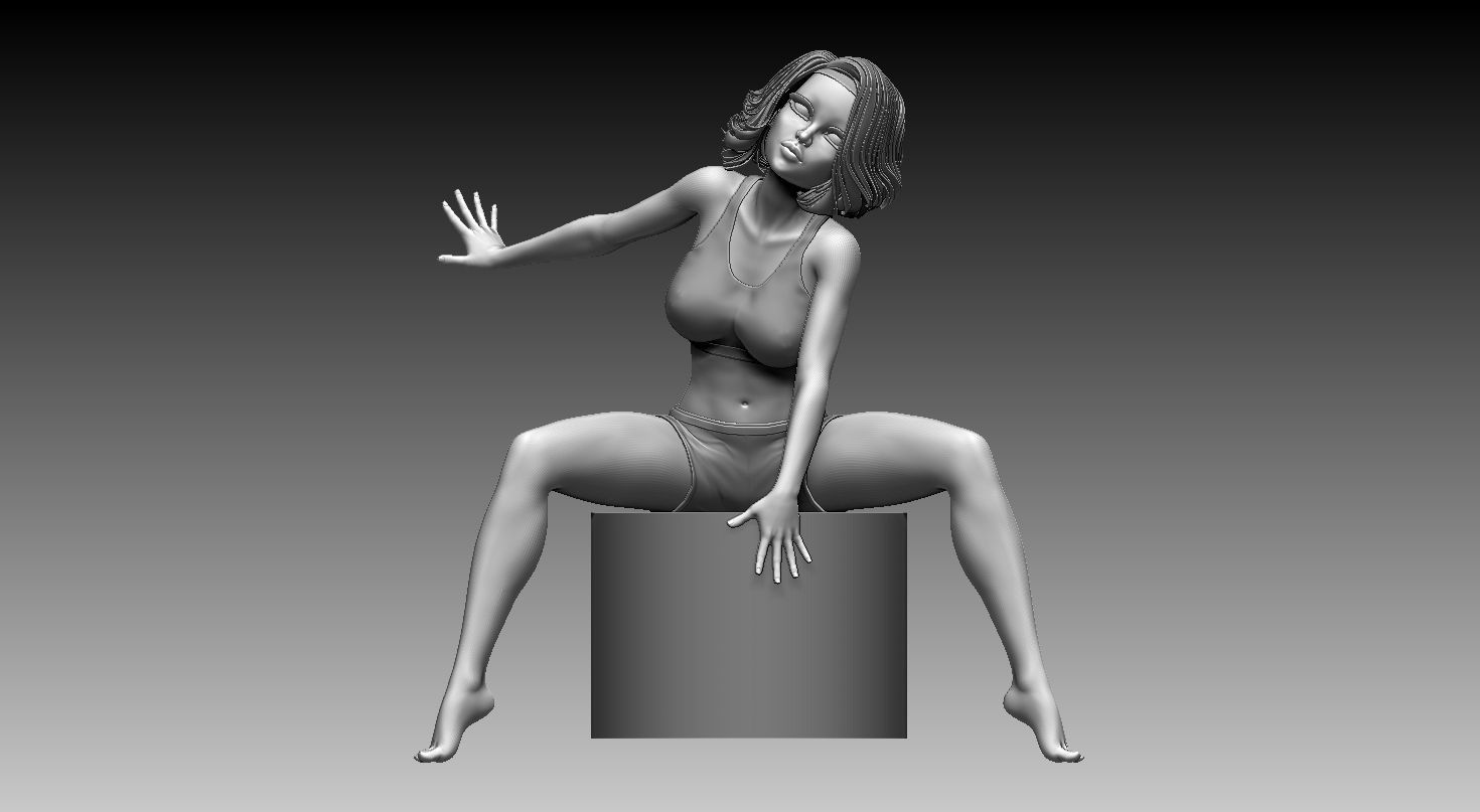 Lovely girl sitting pose 3D model 3D model