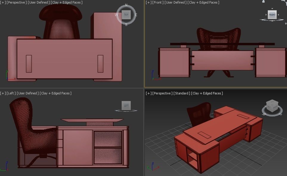Promemoria desk and chair set 3D model_2