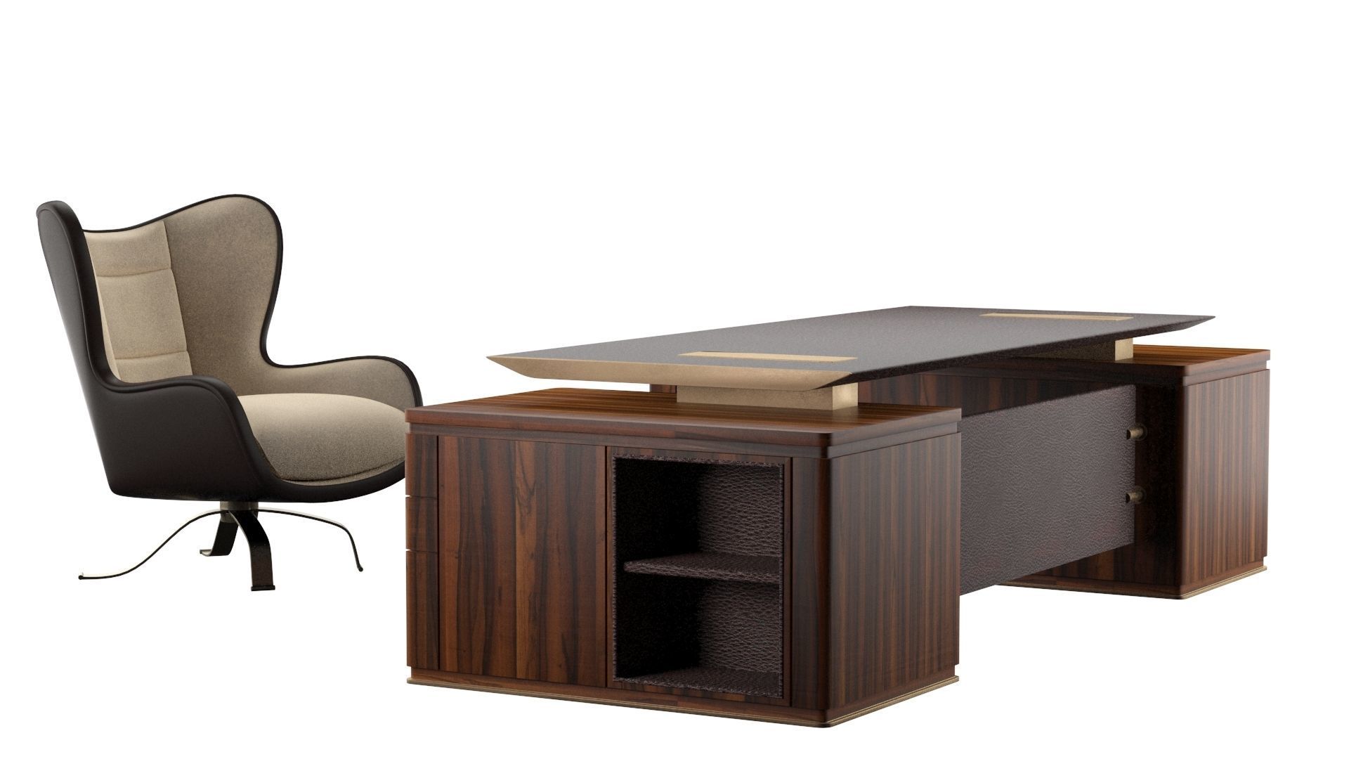 Promemoria desk and chair set 3D model_1
