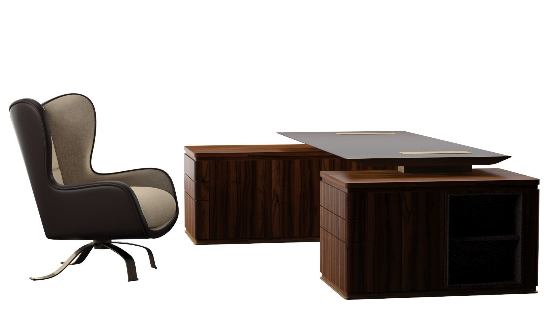 Promemoria desk and chair set 3D model_9