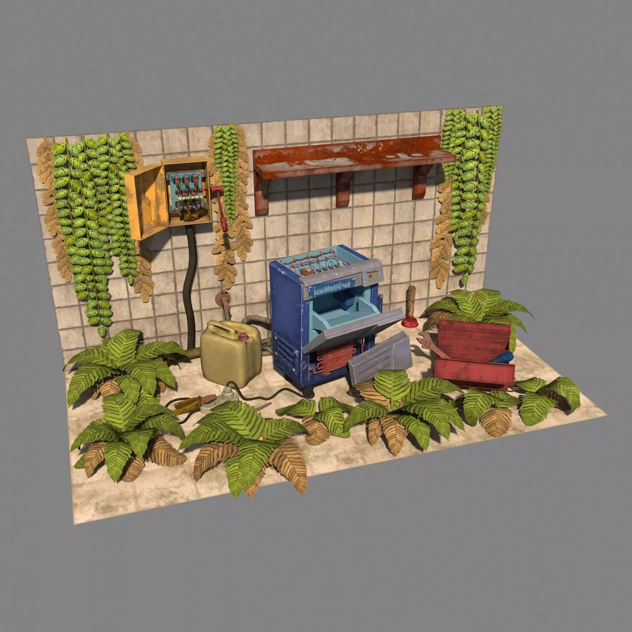 Kitchen IceMatic Cartoon Low-poly 3D model_0