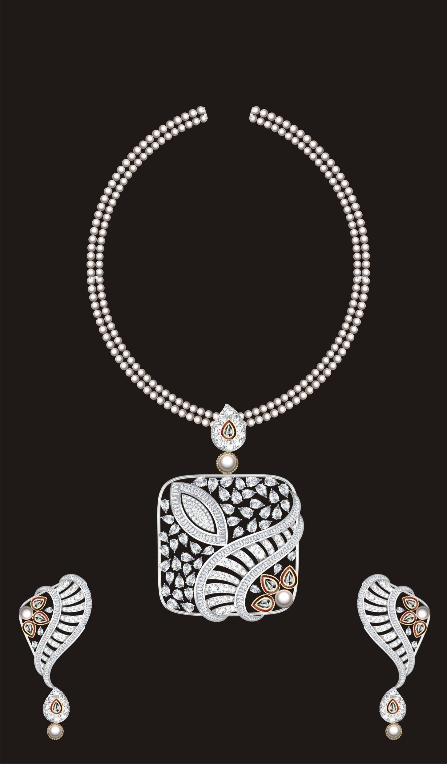 68 Necklace Earrings Set mgx bulk collection  3D print model_33