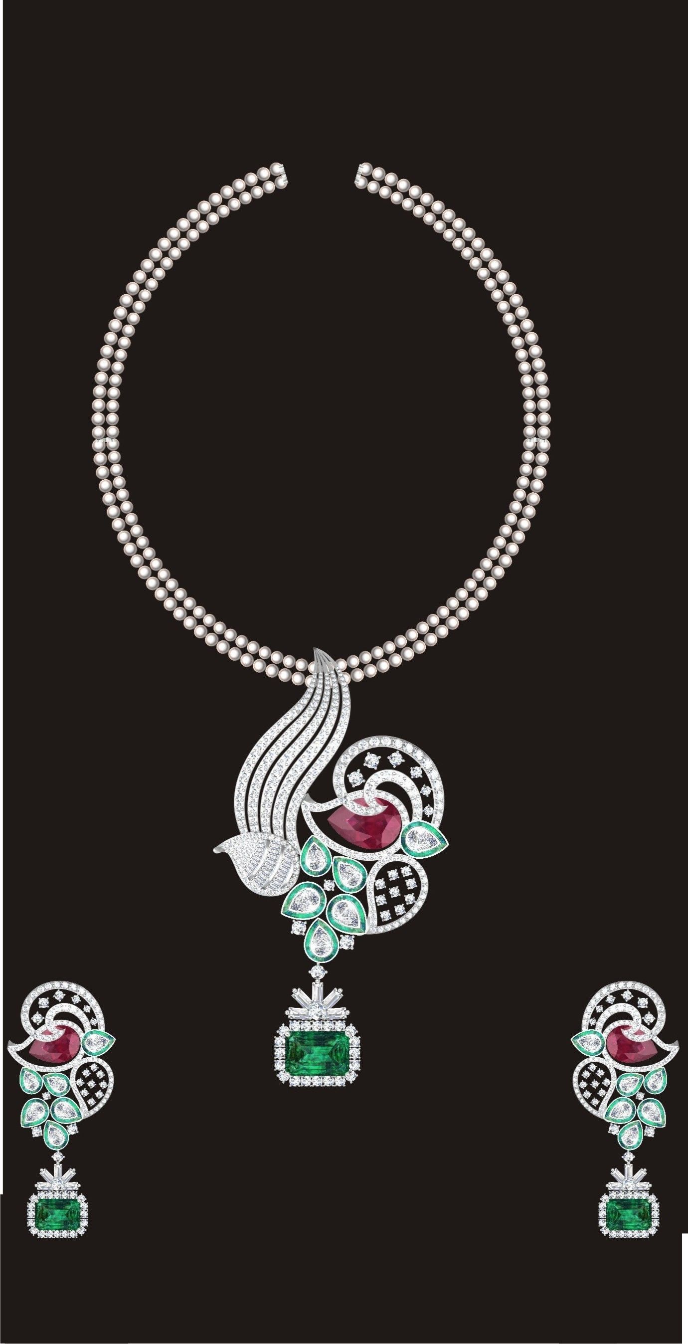 68 Necklace Earrings Set mgx bulk collection  3D print model_9