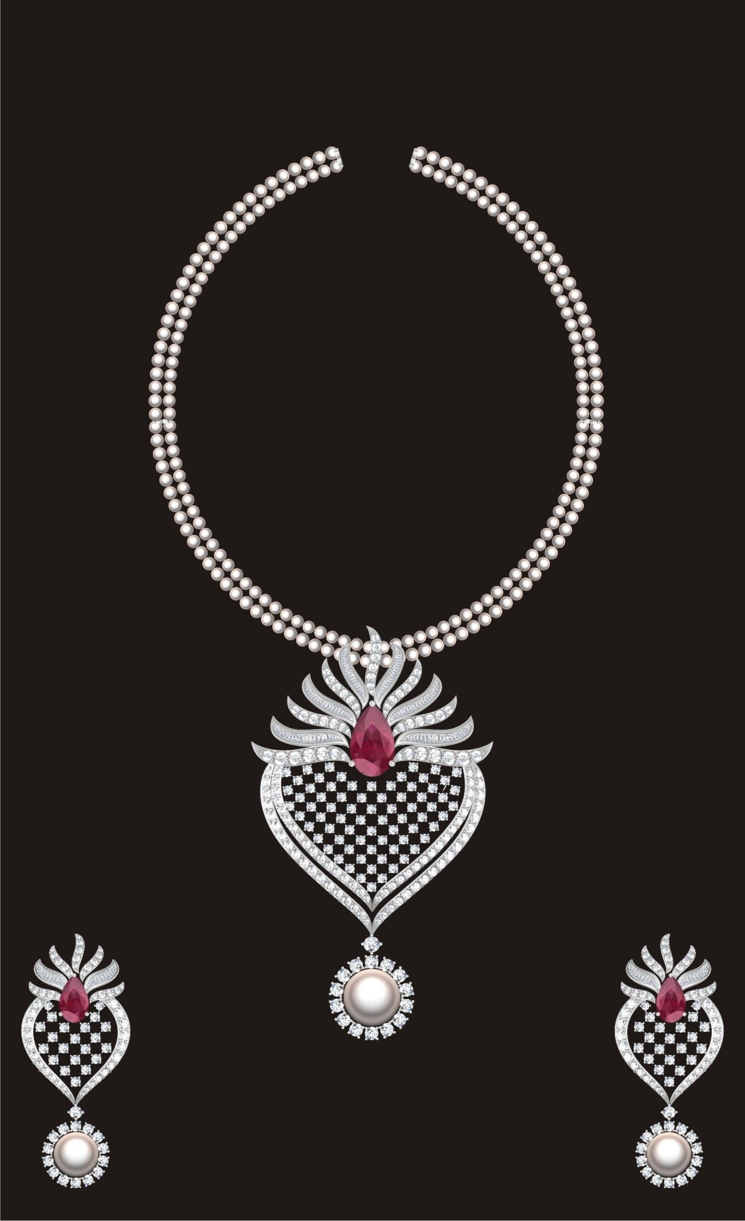 68 Necklace Earrings Set mgx bulk collection  3D print model_11