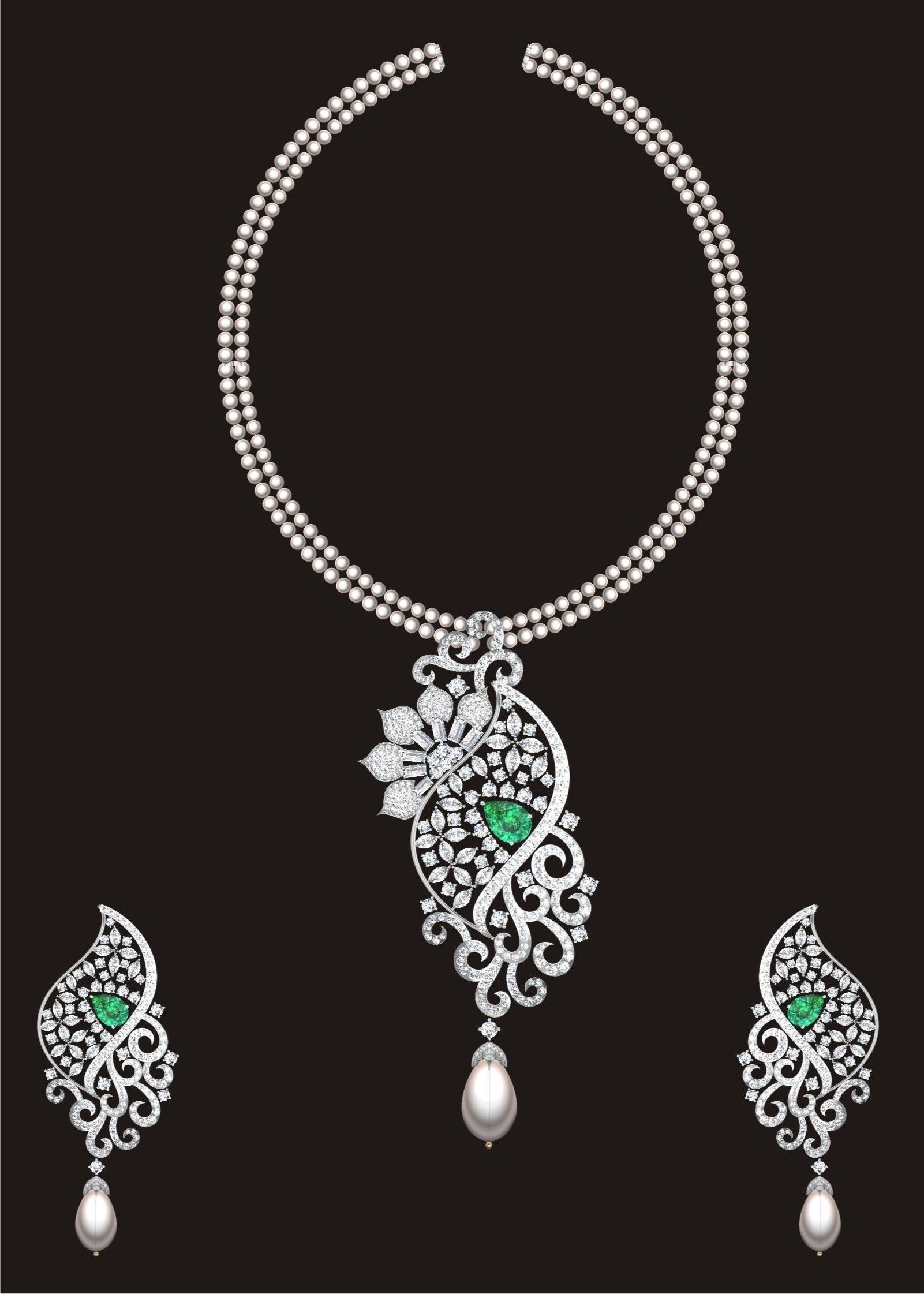 68 Necklace Earrings Set mgx bulk collection  3D print model_10
