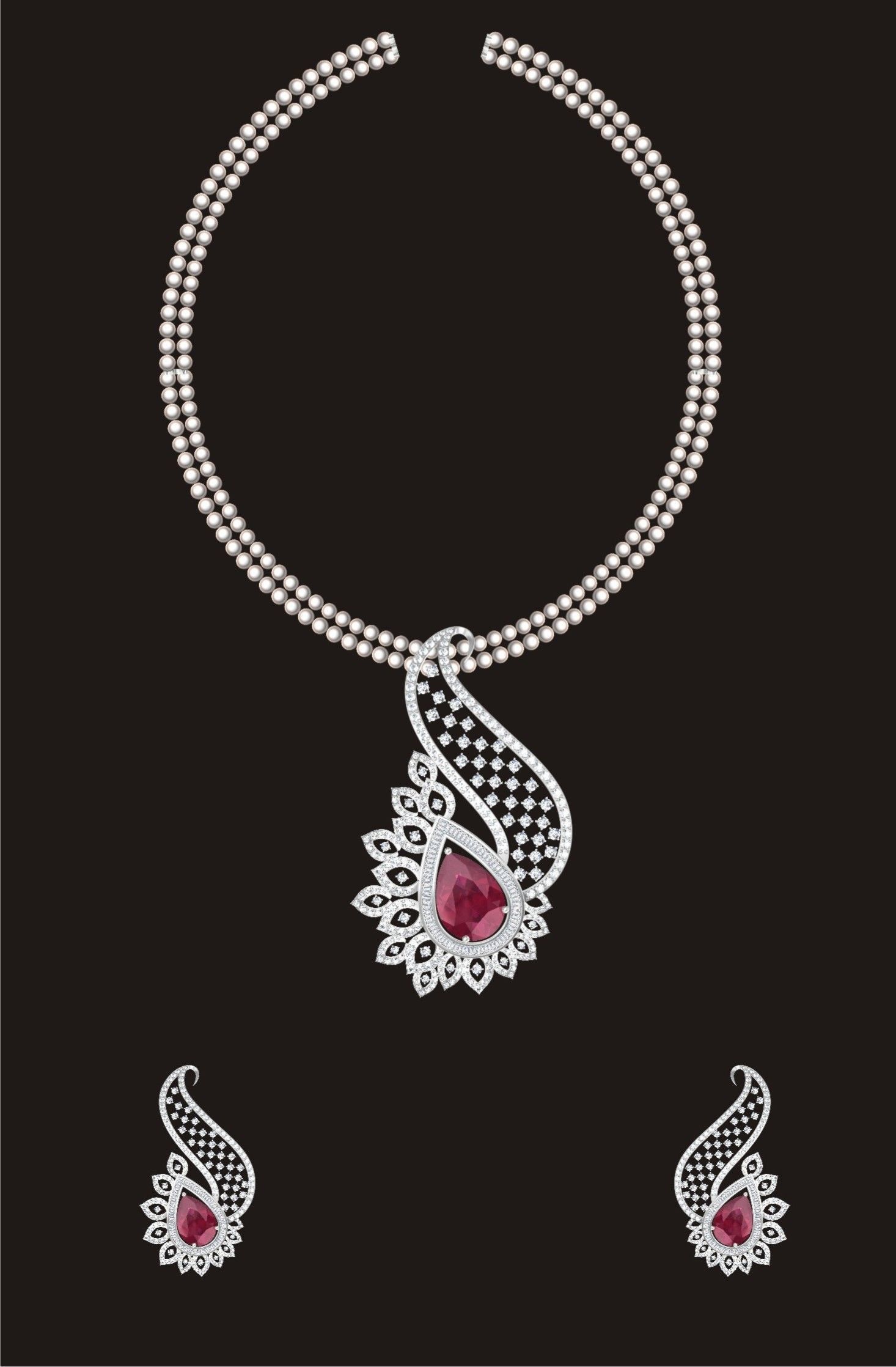 68 Necklace Earrings Set mgx bulk collection  3D print model_7