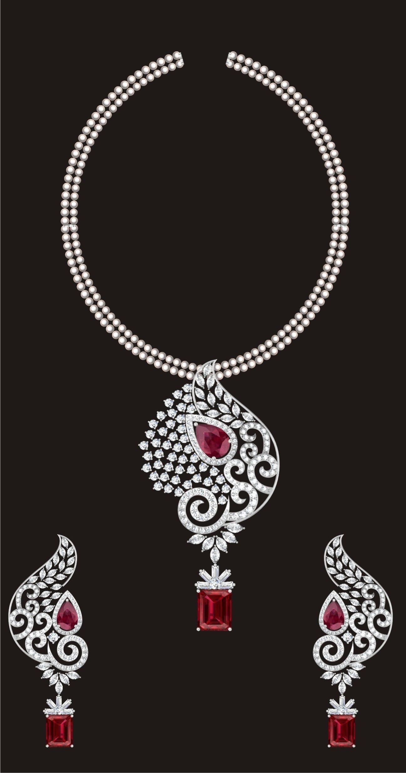 68 Necklace Earrings Set mgx bulk collection  3D print model_8