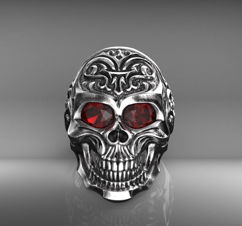 ring skull 3D print model_1