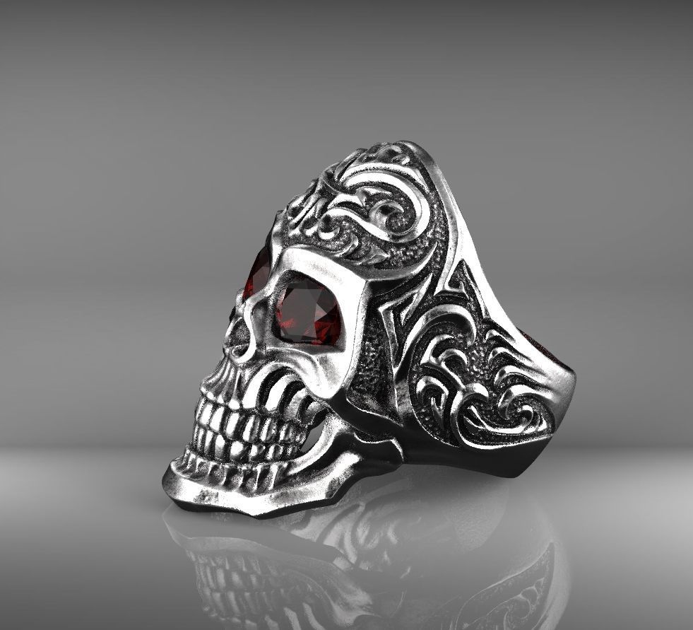 ring skull 3D print model_2