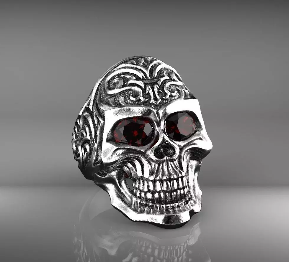 ring skull 3D print model_0