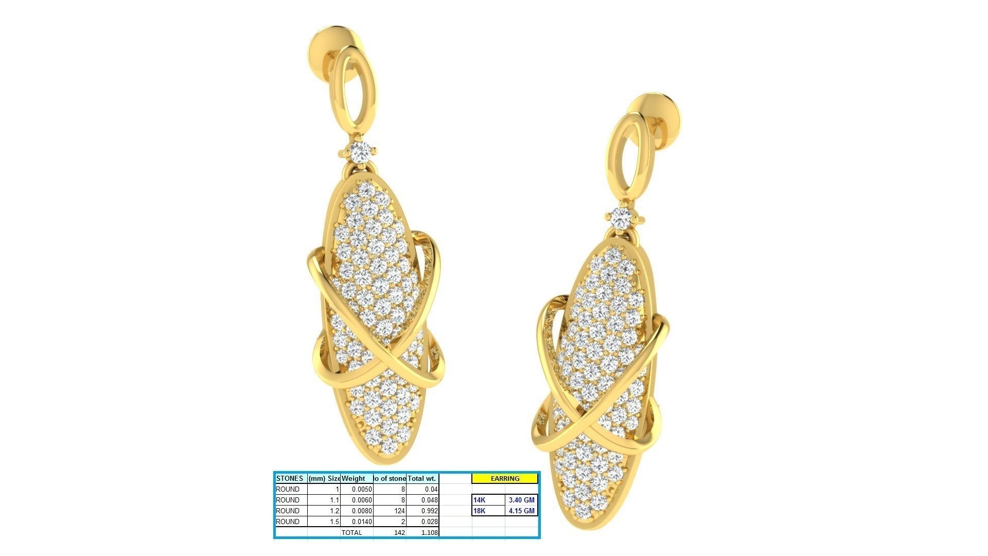 17 Pendant Earring set 3dm stl render details bulk collection 3D print model_57