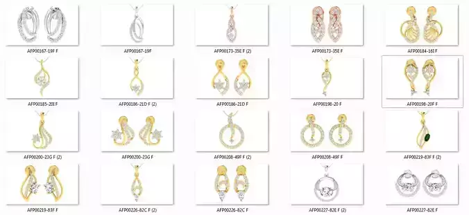 17 Pendant Earring set 3dm stl render details bulk collection  3D print model