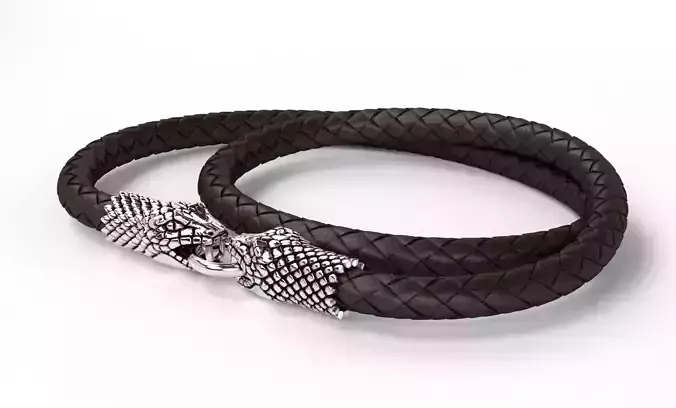 snake head bracelet cap silver oxidized 