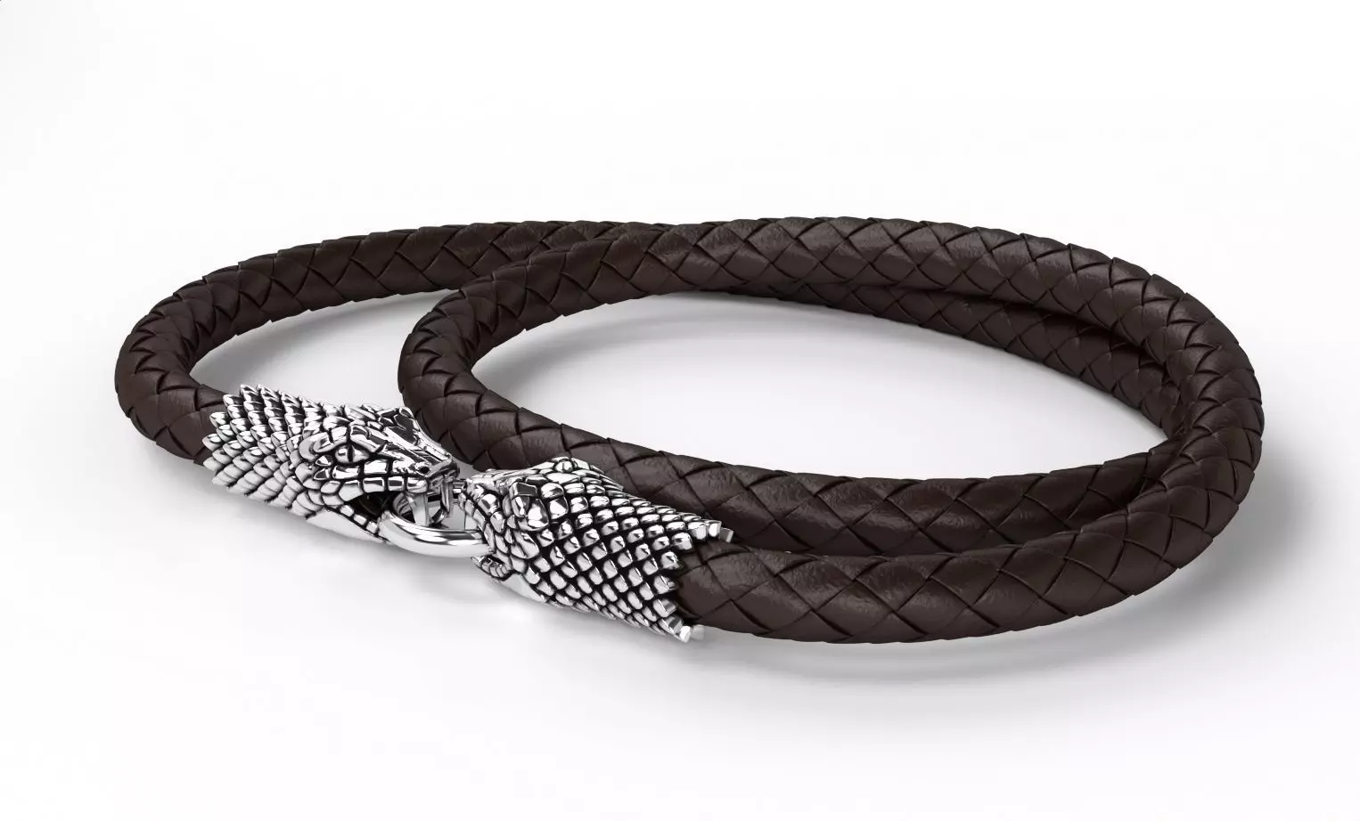 snake head bracelet cap silver oxidized 3D print model